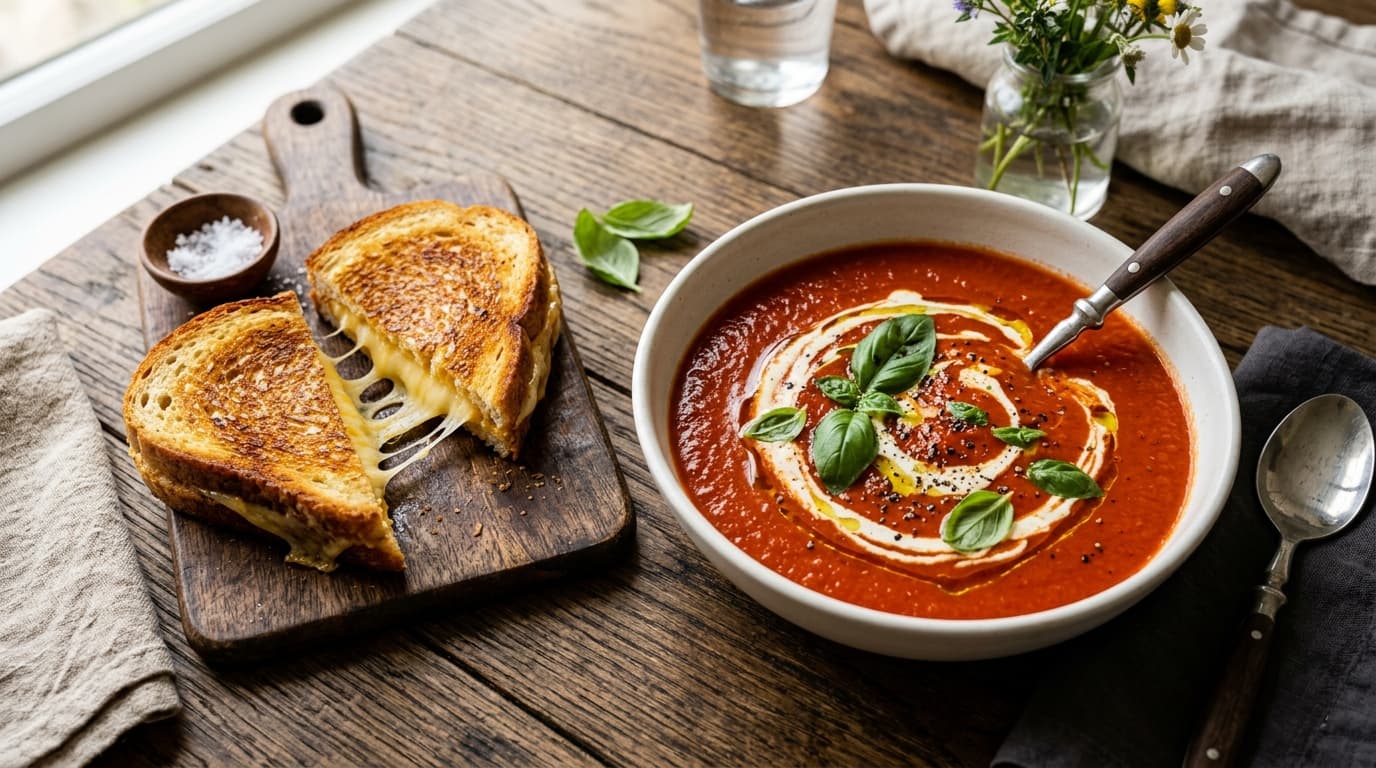 Classic Creamy Tomato Soup (Roasted Basil Masterclass)