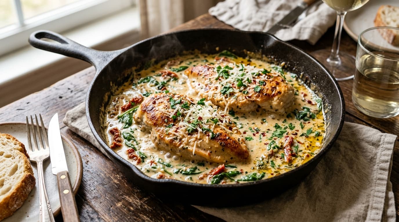Creamy Tuscan Chicken (Restaurant-Style 25-Minute Skillet)