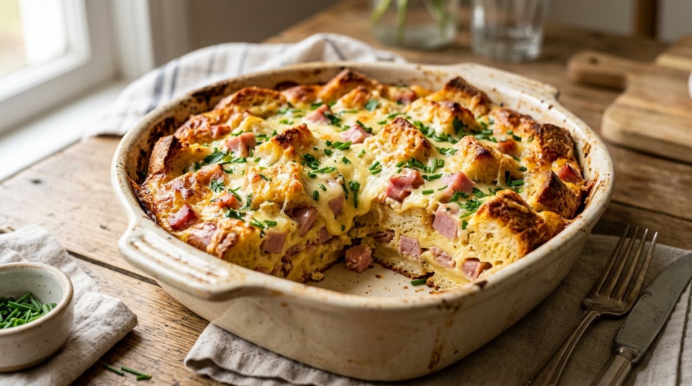 Ham and Swiss Breakfast Strata