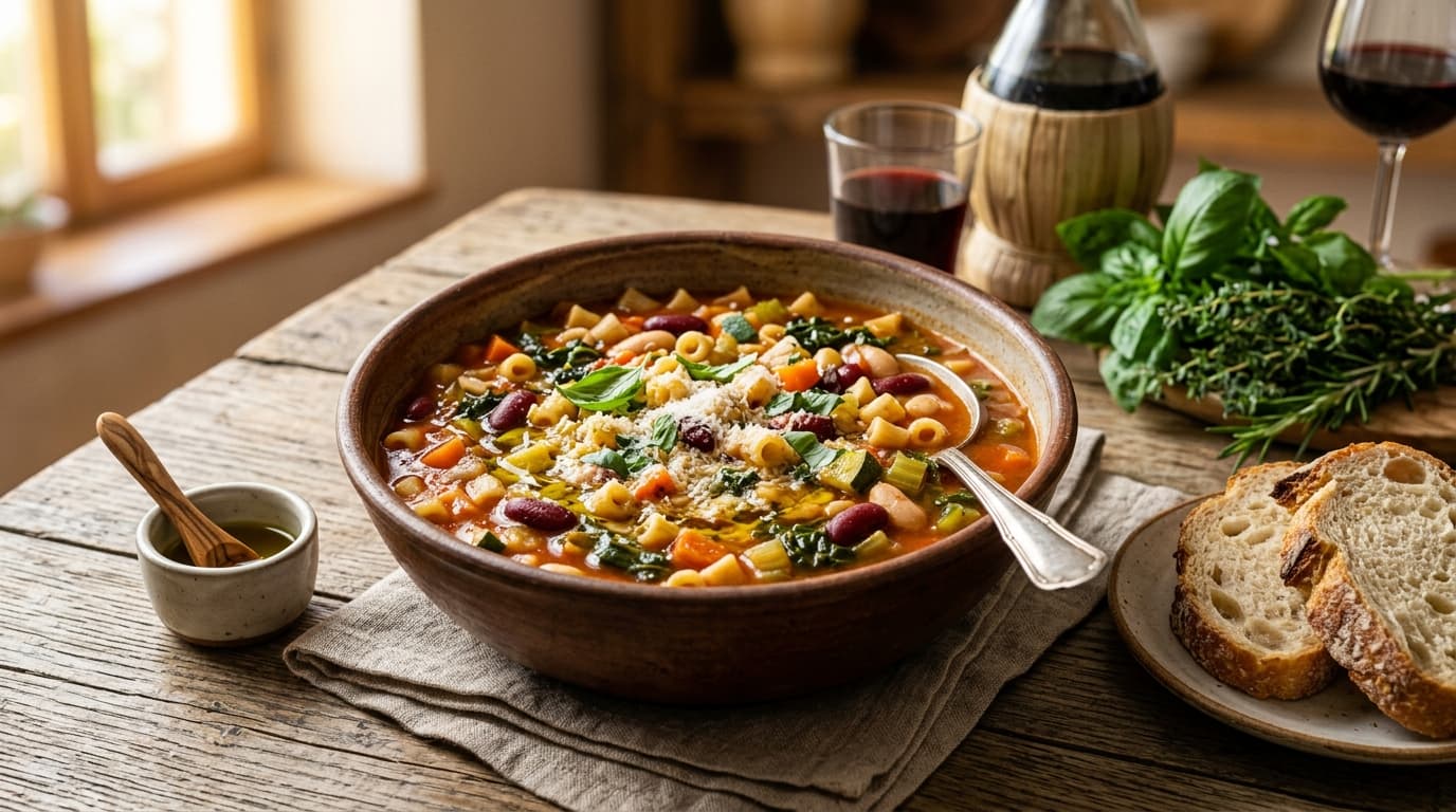 Authentic Italian Minestrone Soup (Classic Vegetable & Pasta)
