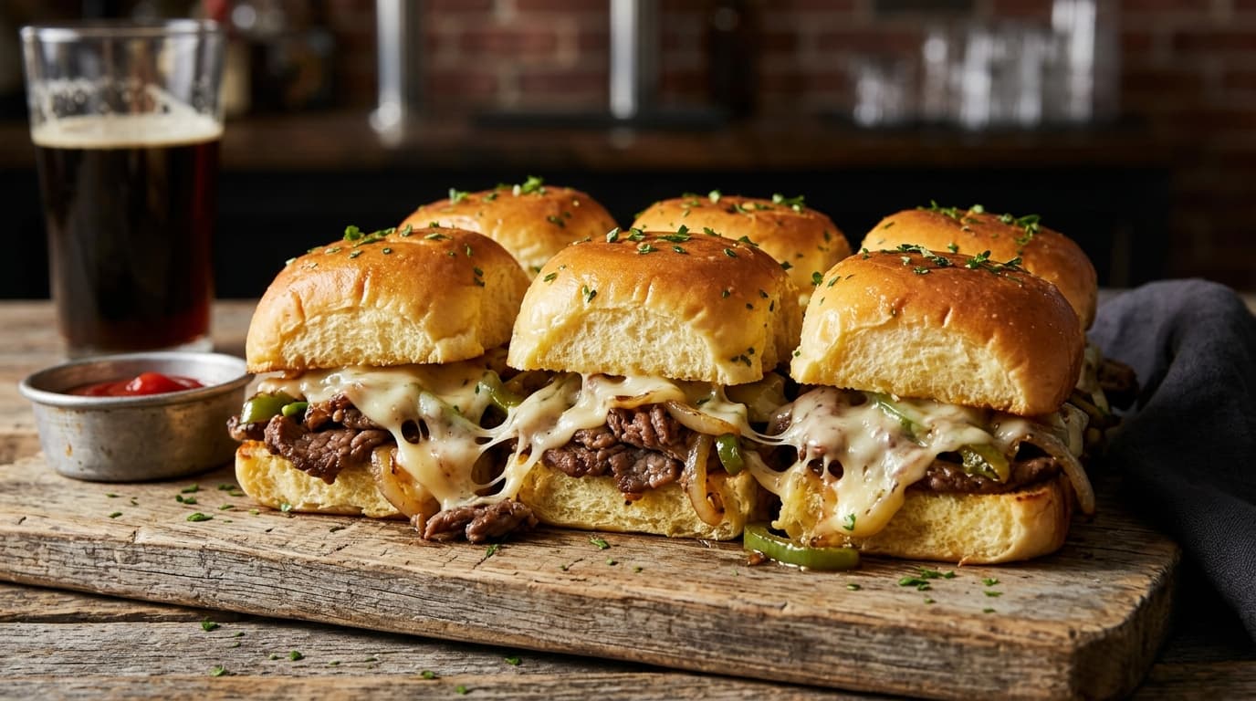 Philly Cheesesteak Sliders (Melted Provolone & Ribeye)