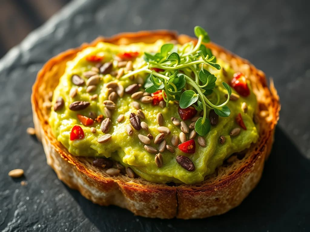 Authentic Avocado Mash on Sourdough with Hemp Seeds