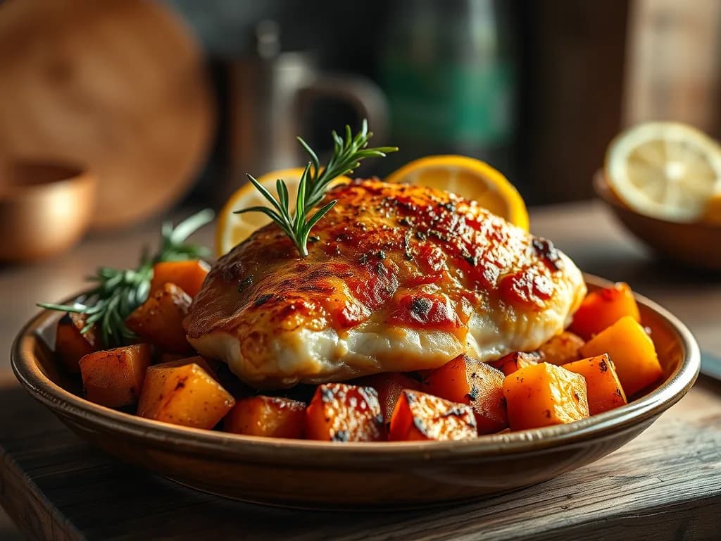 Sun-Drenched Lemon-Rosemary Chicken & Roasted Sweet Potato