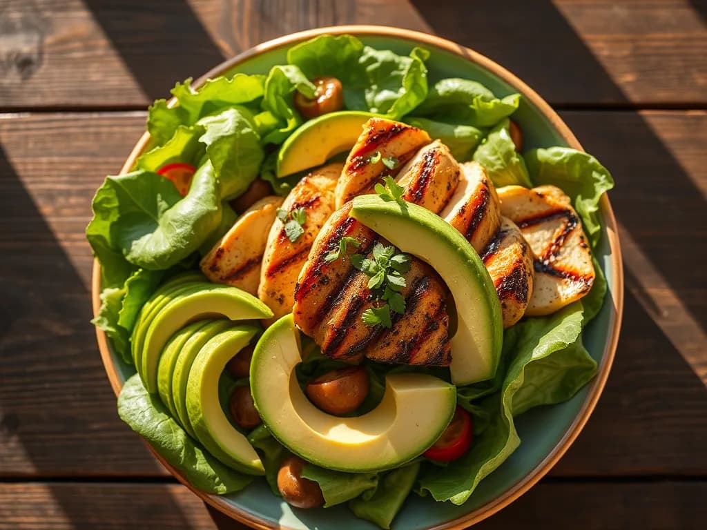 The Golden Hour Grilled Chicken & Avocado Salad