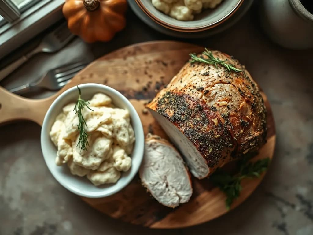 Herb-Crusted Turkey Breast with Silky Cauliflower Mash