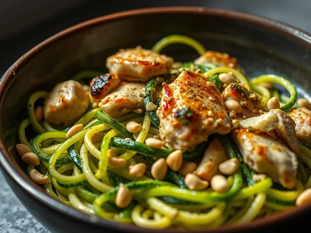 Vibrant Chicken Pesto Zucchini Noodles: An Authentic Low-Carb Masterpiece