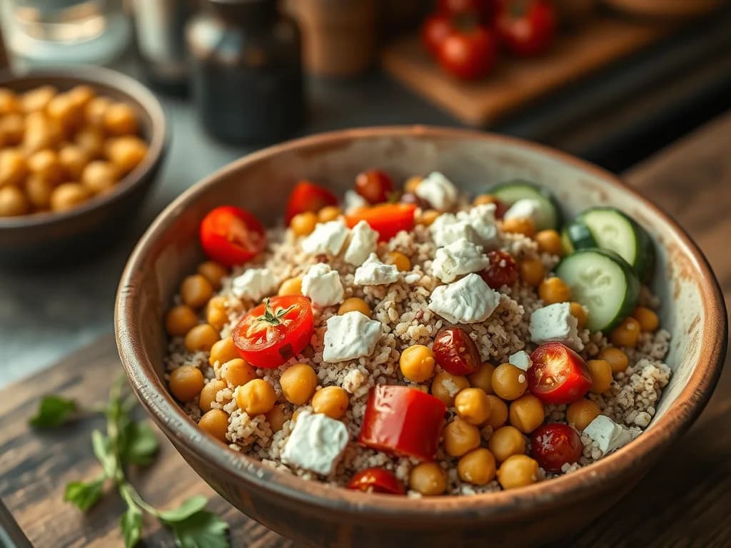 Sun-Drenched Mediterranean Quinoa Bowl with Crispy Chickpeas