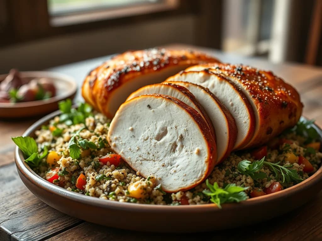 Golden Herb-Roasted Turkey with Authentic Quinoa Tabbouleh