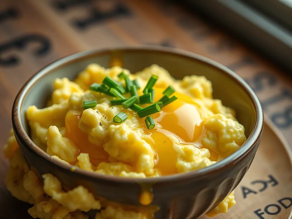 Silken Scrambled Eggs with Fresh Chives & Avocado Oil
