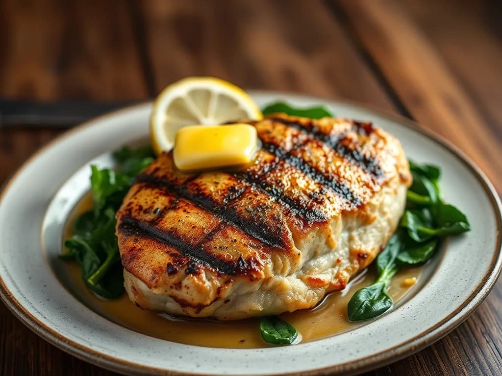 Authentic Grilled Chicken Breast with Zesty Lemon-Butter Spinach