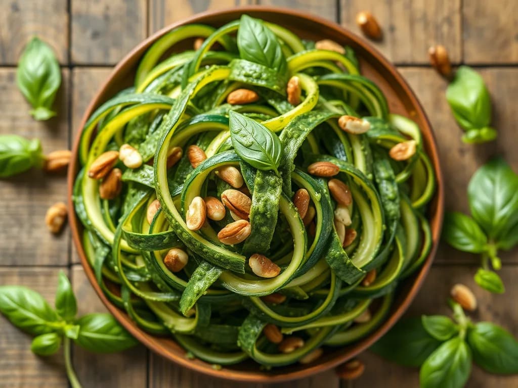 Sun-Drenched Zucchini Noodles with Authentic Creamy Pesto