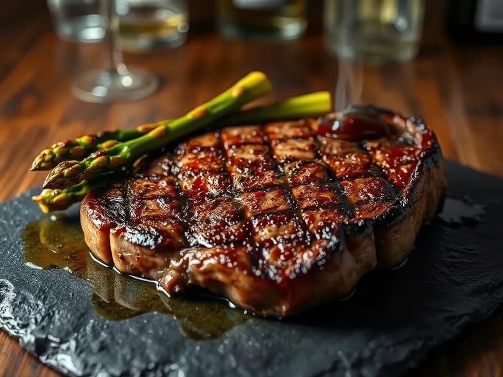 Flame-Kissed Grass-Fed Steak with Charred Asparagus