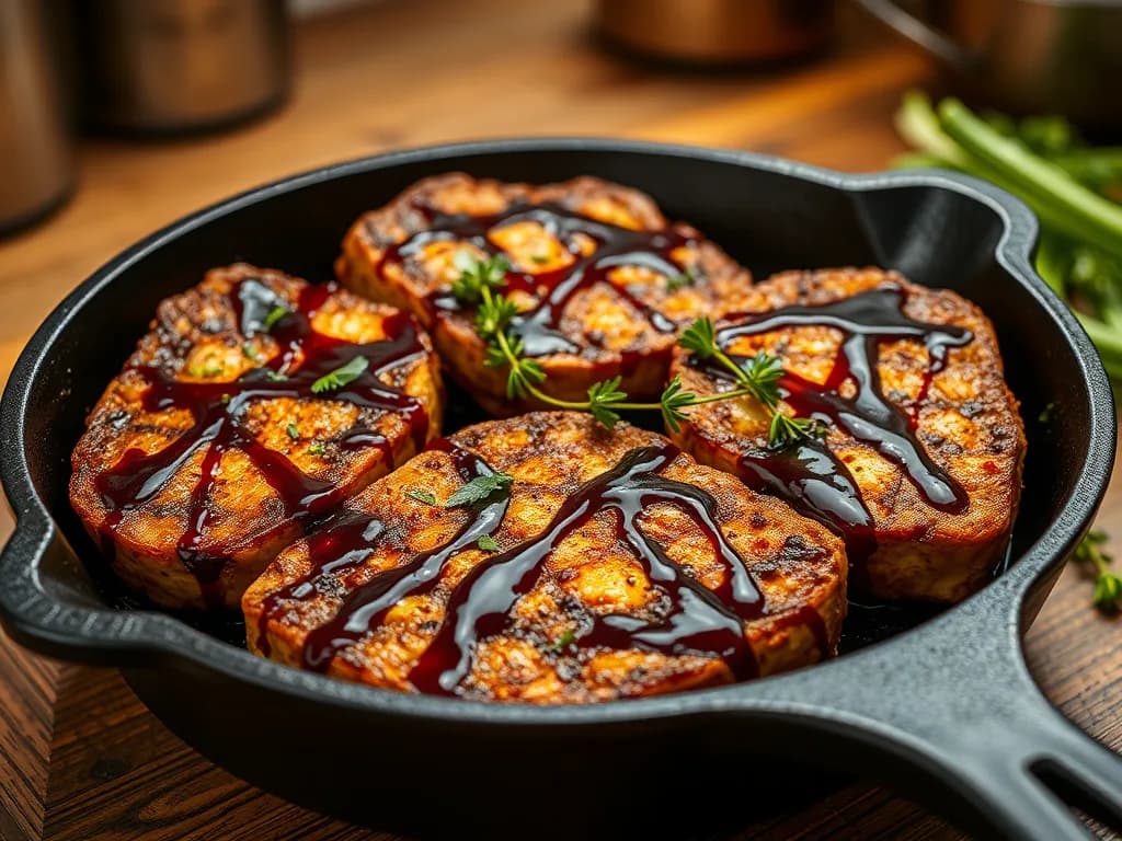 Authentic Pan-Seared Tempeh Steaks with Balsamic Reduction