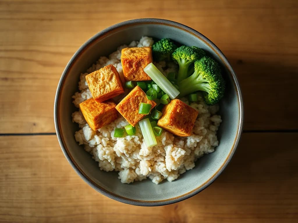 Pan-Seared Tofu with Fluffy Brown Rice