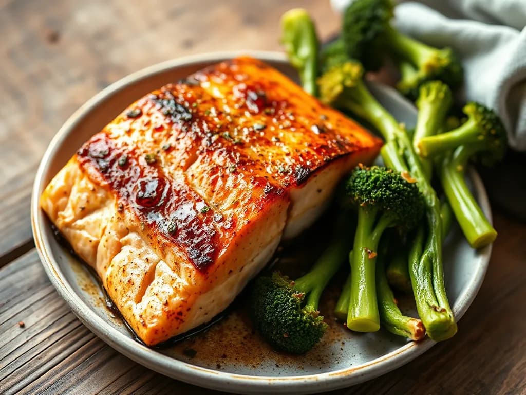 Oven-Baked Salmon with Steamed Broccoli