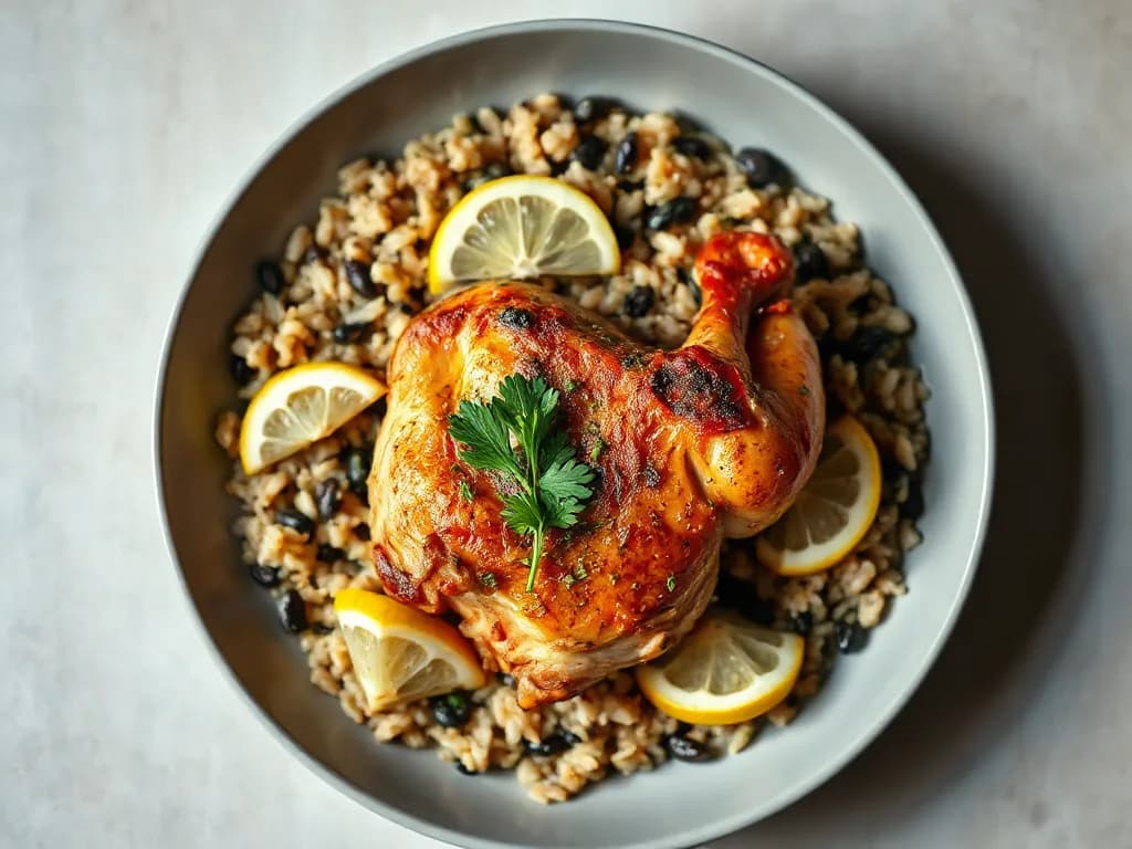 Roasted Chicken with Lemon-Infused Wild Rice