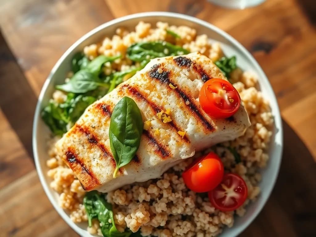 Lemon-Garlic Grilled Cod Bowl