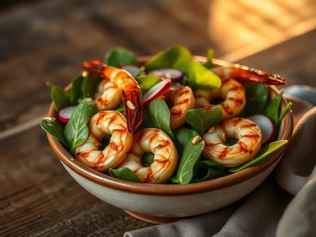 Zesty Grilled Shrimp & Baby Spinach Salad