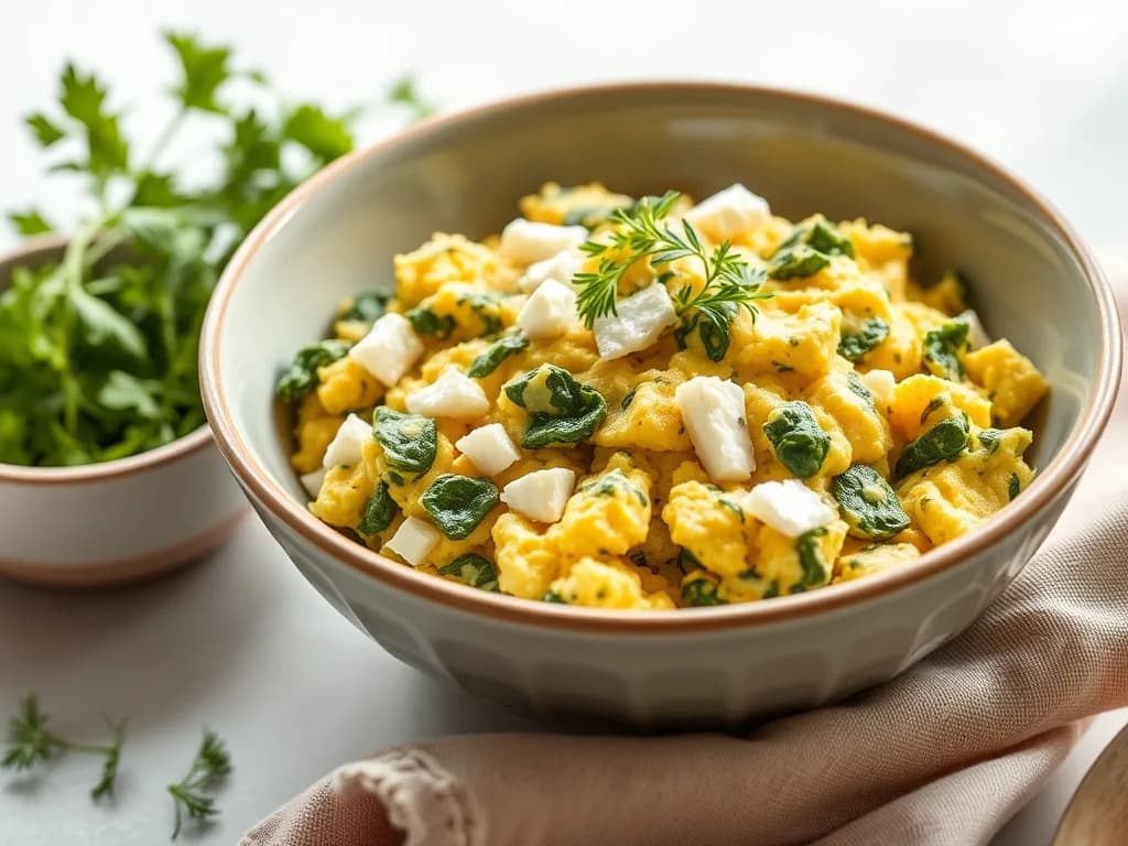 Fresh Spinach and Feta Scramble