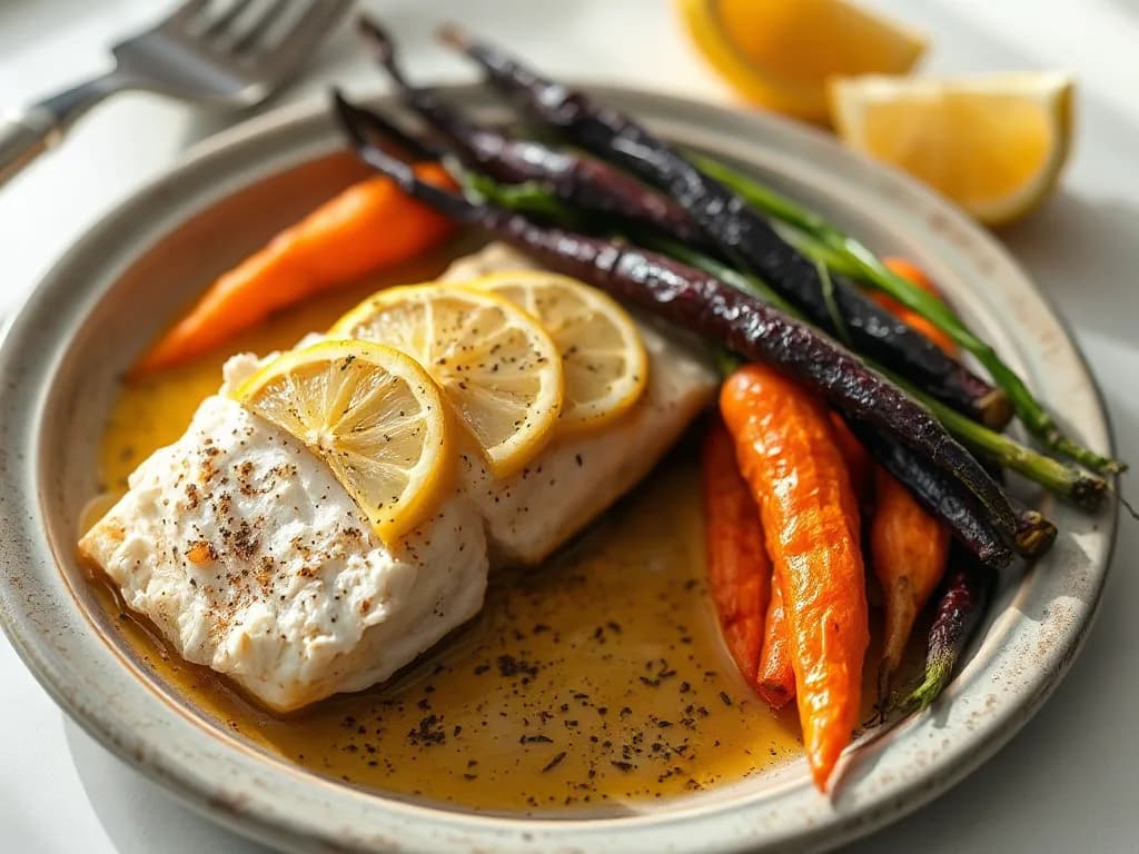 Oven-Baked Cod with Roasted Heirloom Carrots
