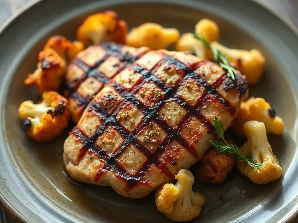 Grilled Chicken with Roasted Cauliflower Florets