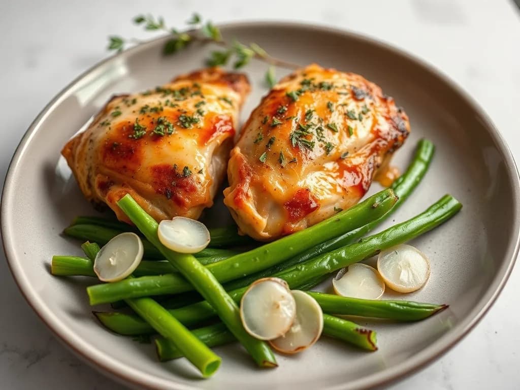 Herb-Roasted Chicken with Garlic Beans