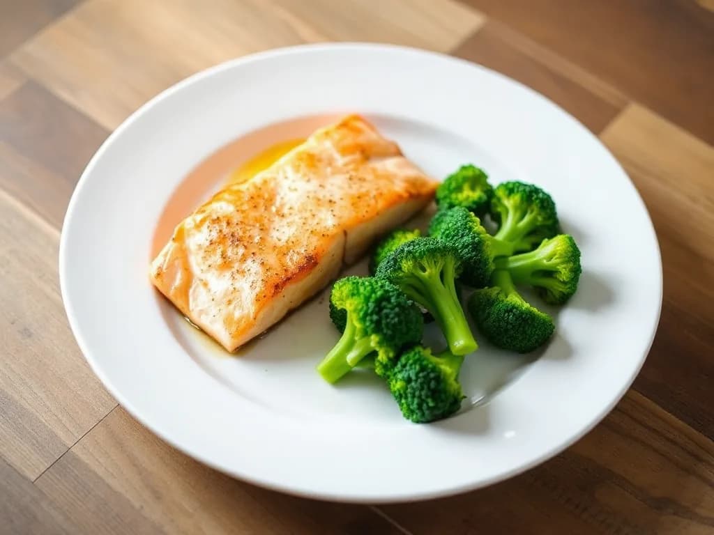 Poached Salmon with Tender Broccoli
