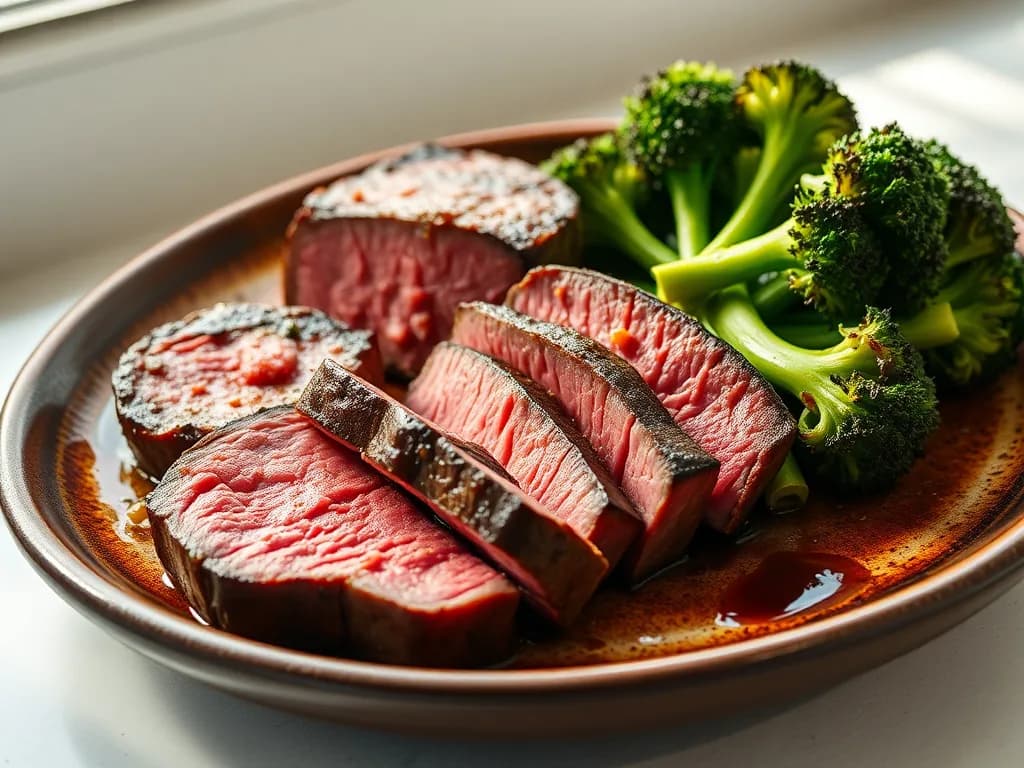 Pan-Seared Sirloin Steak with Garlicky Charred Broccoli
