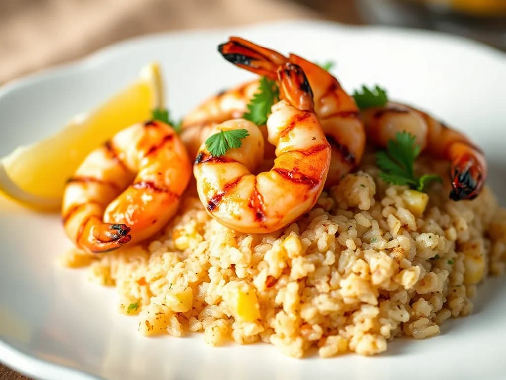 Zesty Grilled Shrimp with Fluffy Brown Rice