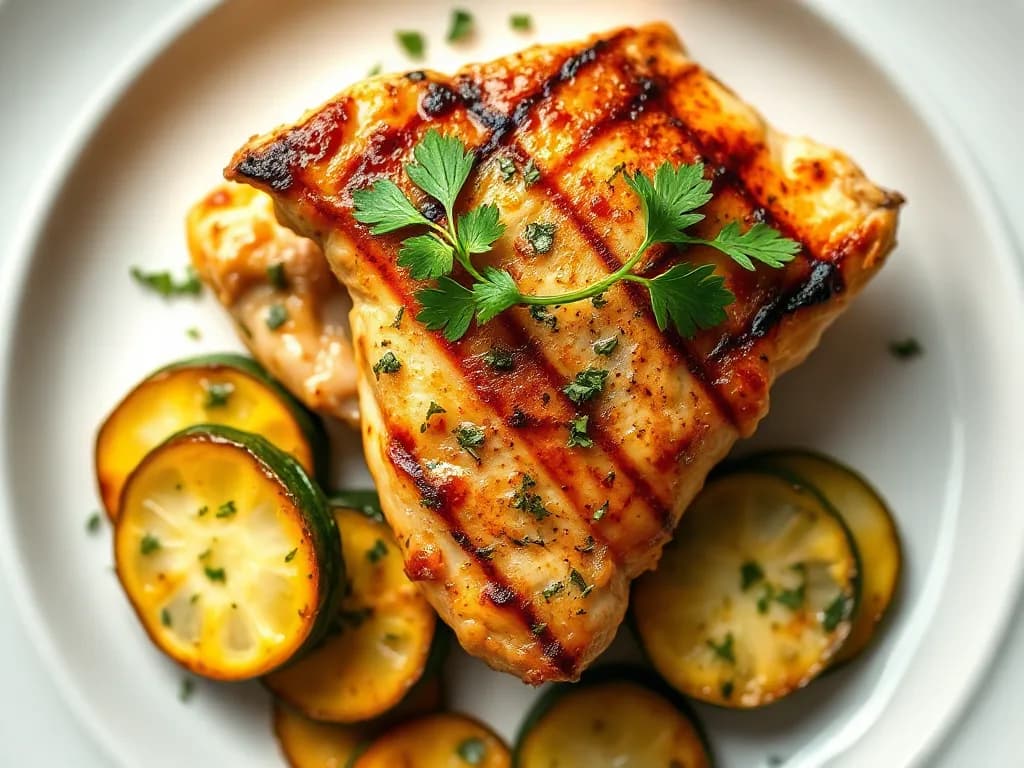 Pan-Seared Chicken Breast with Lemon-Garlic Zucchini