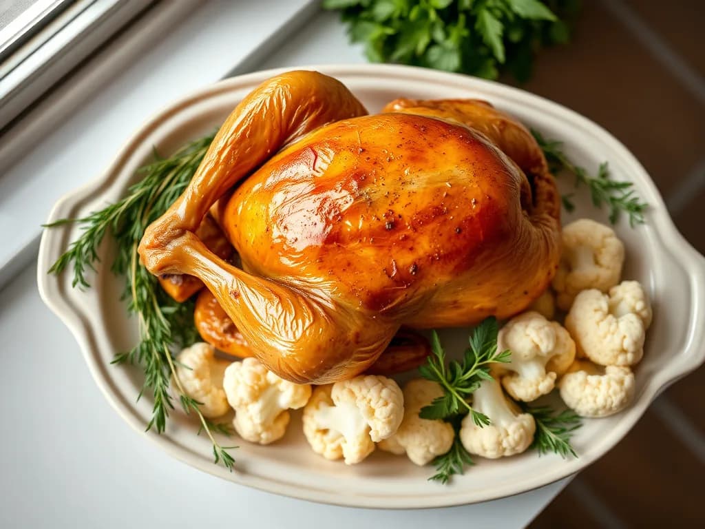 Herb-Roasted Chicken with Steamed Cauliflower
