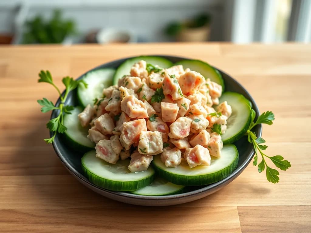 Fresh Tuna Salad with Crisp Cucumber Slices