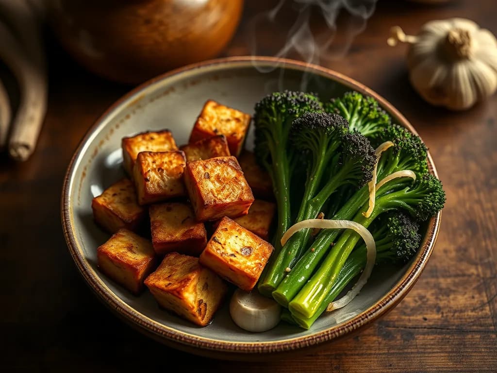 Baked Tempeh with Ginger-Garlic Broccoli