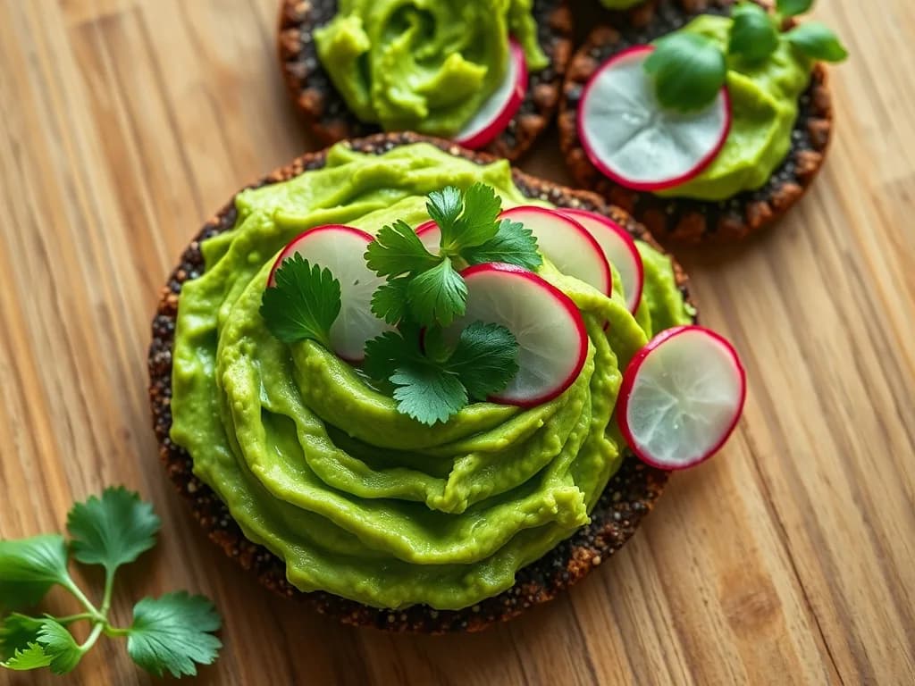 Creamy Avocado Mash on Seeded Crackers