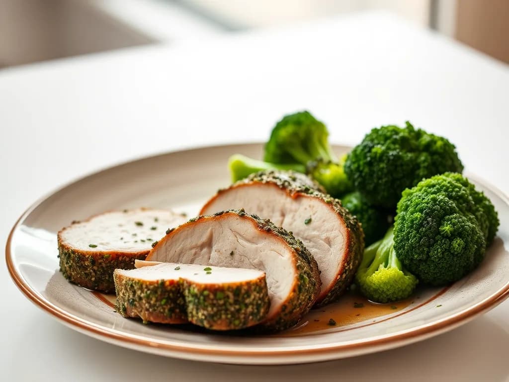 Herb-Rubbed Pork Tenderloin with Steamed Broccoli