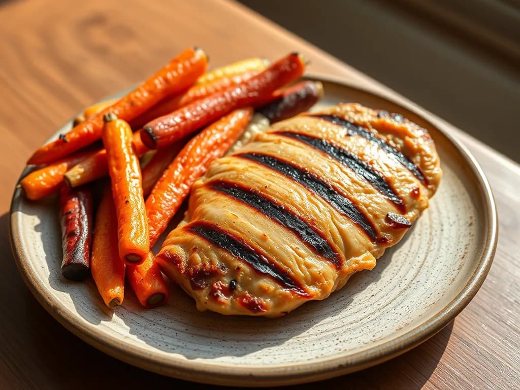 Simple Grilled Chicken with Herb-Roasted Carrots