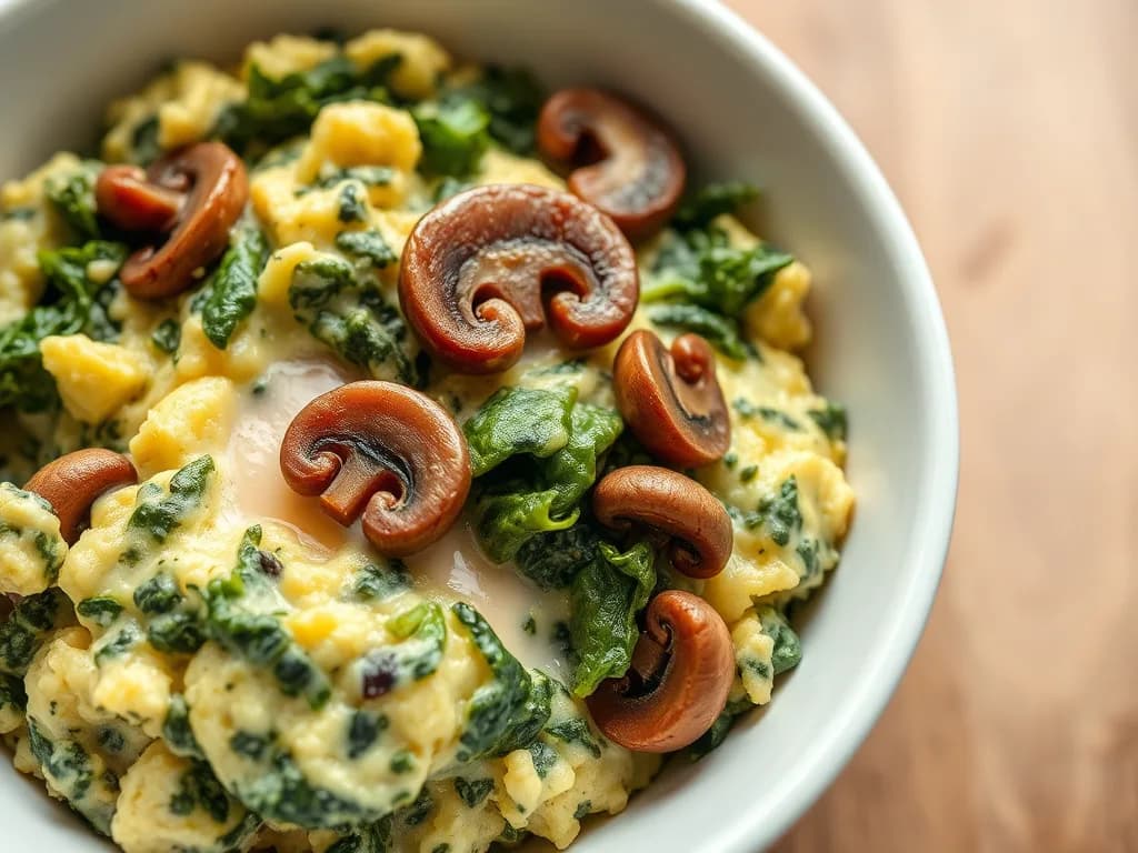Spinach and Mushroom Egg Scramble
