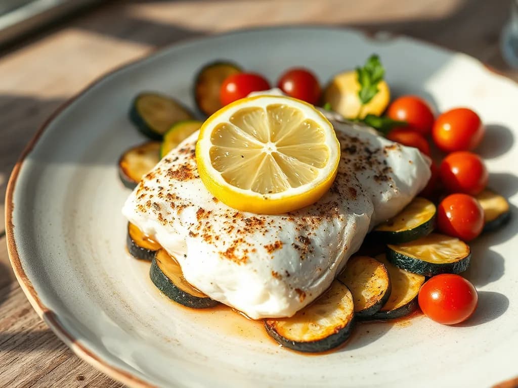 Lemon-Herb Baked White Fish with Tender Zucchini