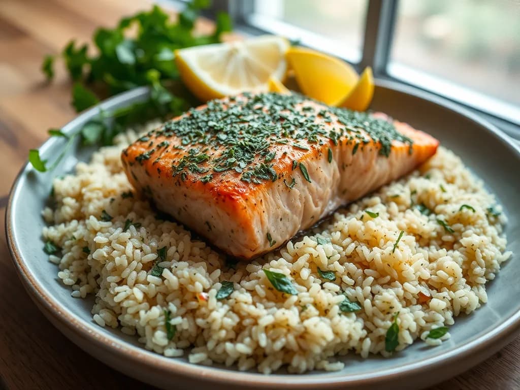 Herb-Crusted Salmon with Fluffy Quinoa