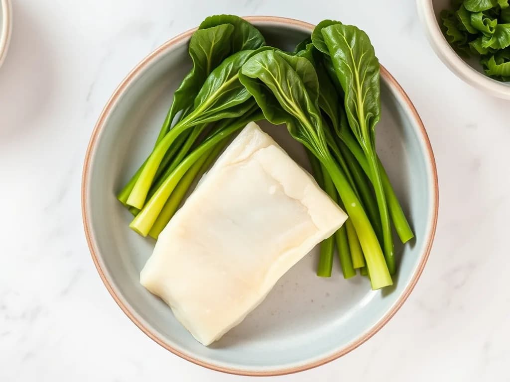 Light and Flaky Baked Cod with Ginger-Steamed Bok Choy