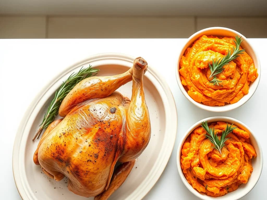 Herb-Roasted Chicken with Silky Sweet Potato Mash
