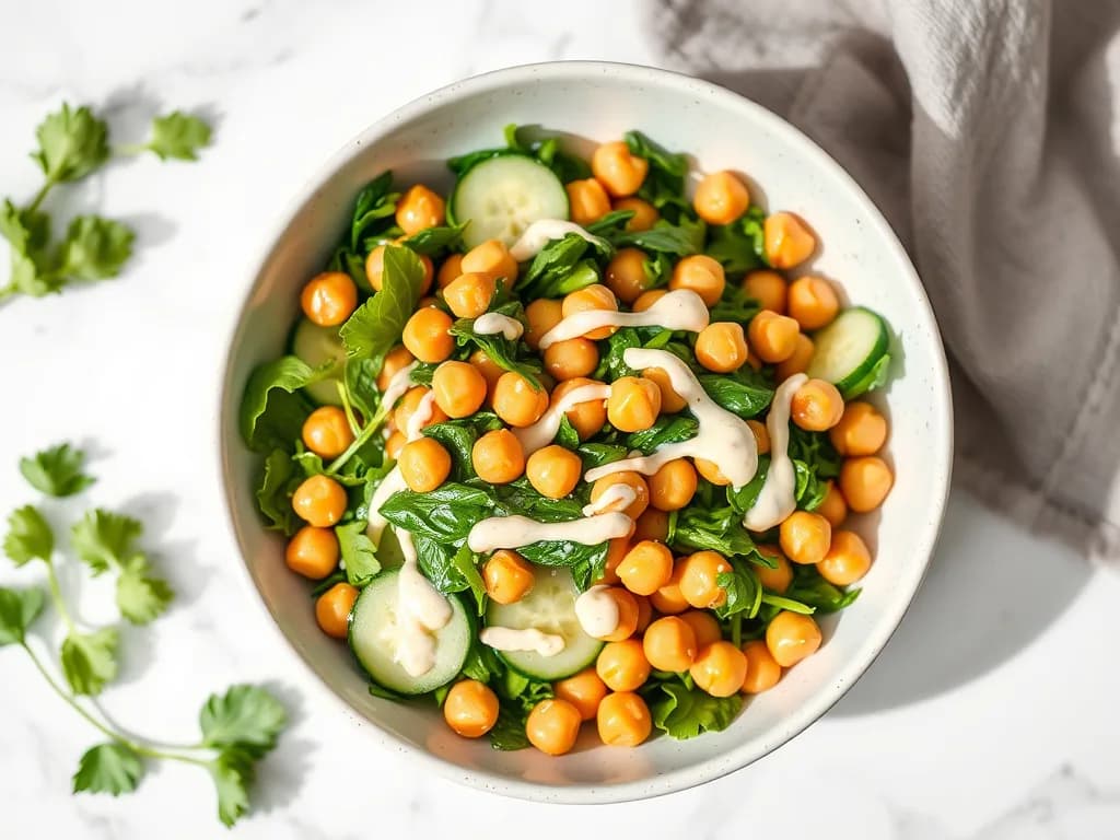 Zesty Chickpea Salad with Cucumber and Lemon Tahini
