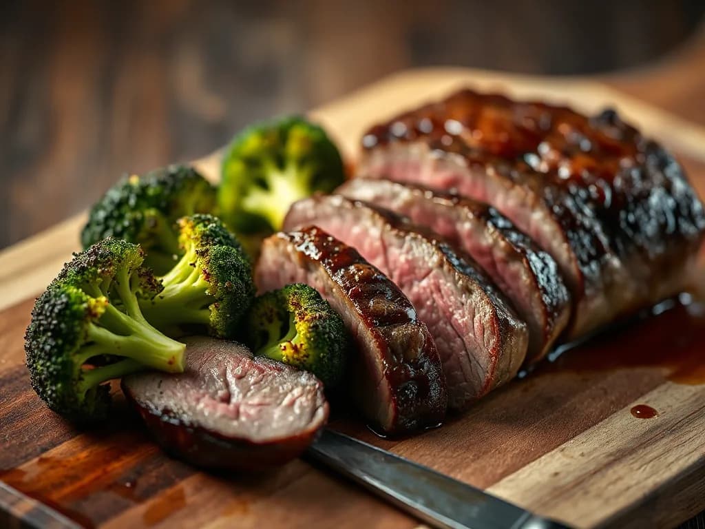 Flame-Kissed Sirloin with Charred Broccoli