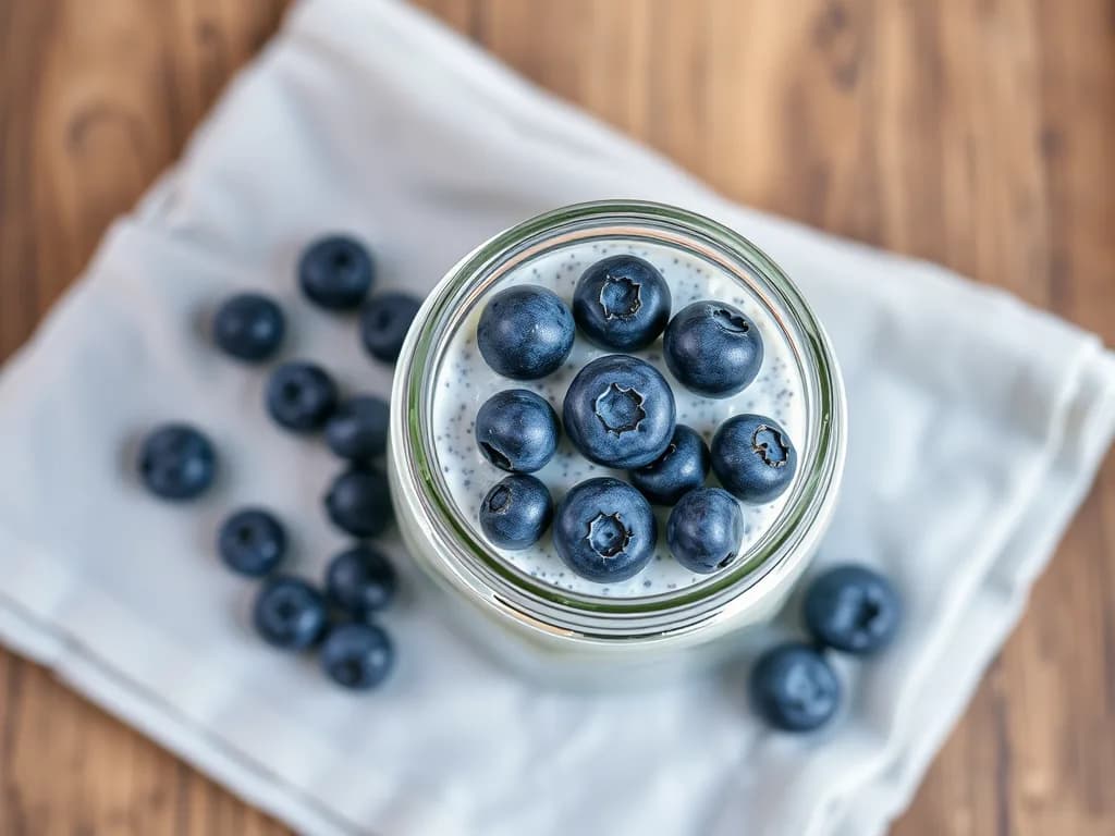Creamy Overnight Chia Seed Pudding with Fresh Blueberries