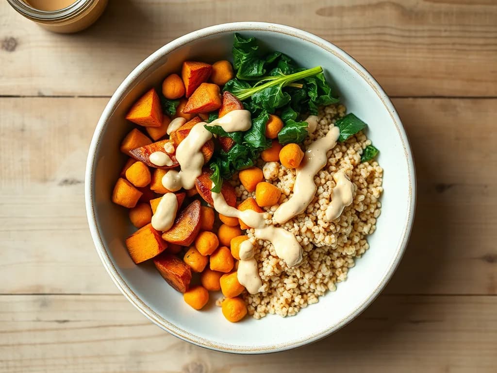Roasted Chickpea Harvest Bowl with Lemon-Tahini Drizzle
