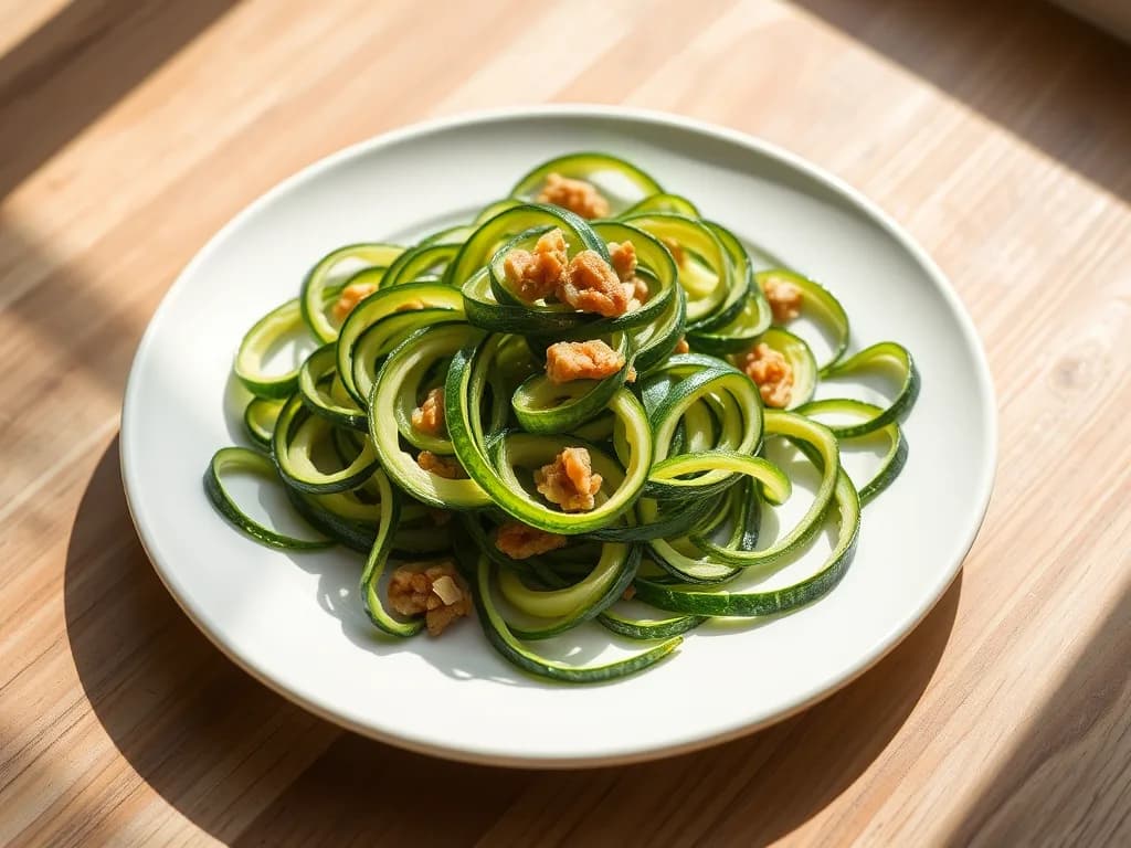 Fresh Zucchini Ribbons with Walnut Pesto