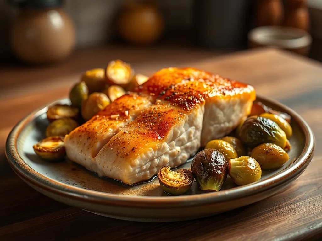 Roasted Salmon and Charred Brussels