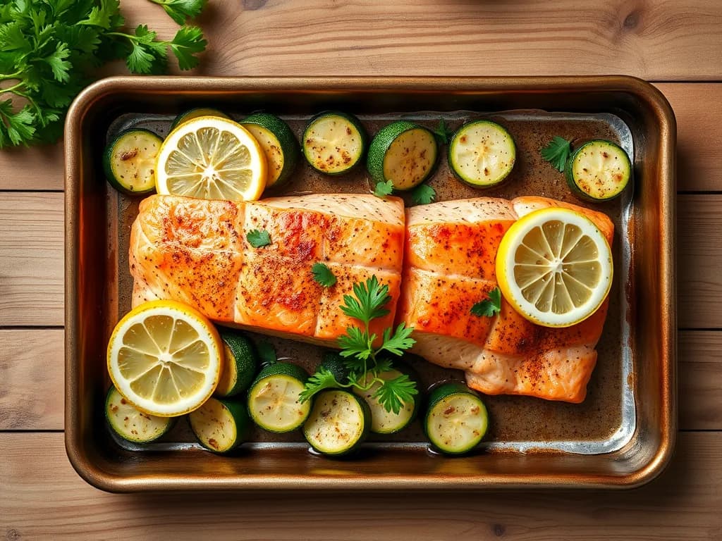 Lemon Baked Salmon with Zucchini