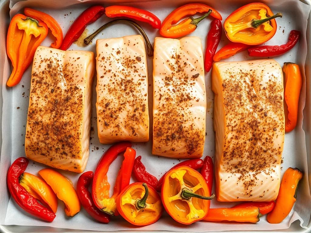 Lemon-Herb Salmon with Roasted Peppers