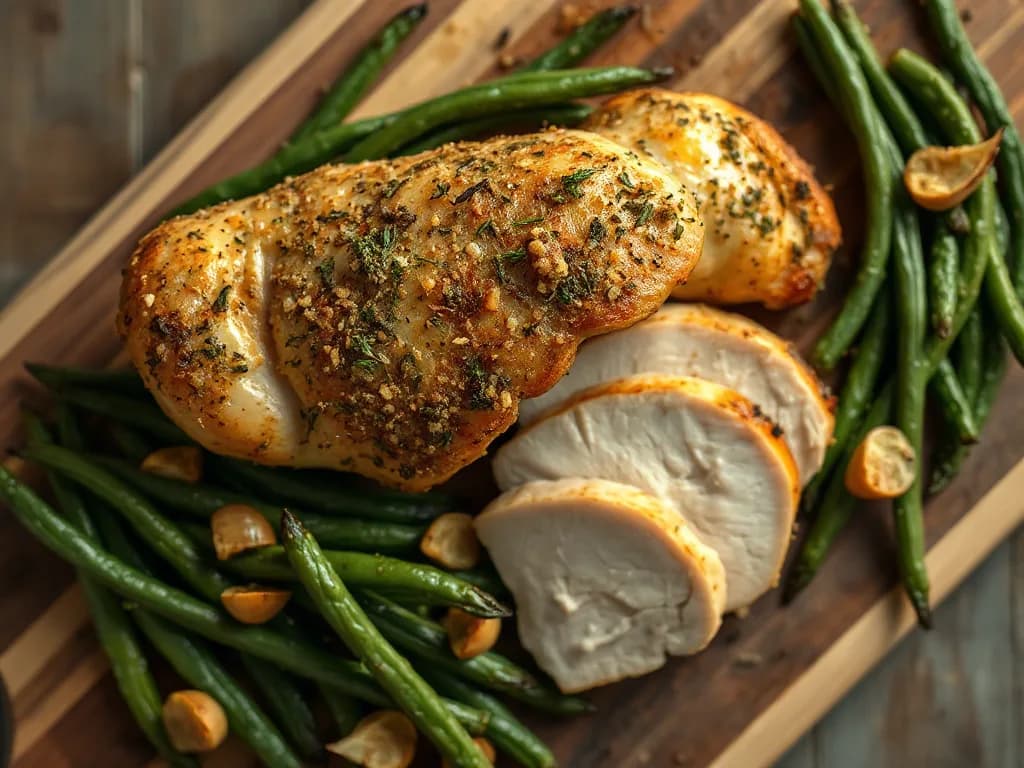 Herb-Crusted Turkey Breast with Blistered Green Beans